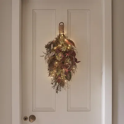 Produktbild von Herbst- und Winterdeko: Beleuchteter Kunstblattzweig, 67 cm, mit warmweißen LEDs