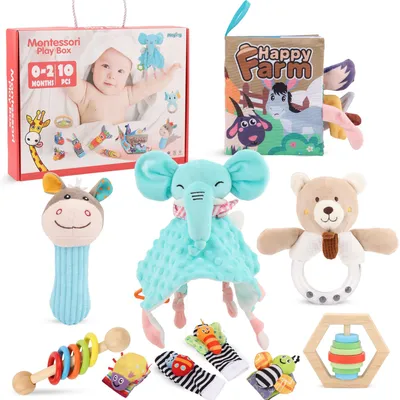 Productafbeelding van Babybaipro Montessori-babyset, 10-delig, sensorisch speelgoed, geschikt voor baby's
