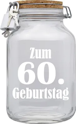 Produktbild von Spardose Geld Geschenk Ideen 60. Geburtstag Transparent Größe XXL 3 Liter