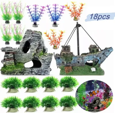 Produktbild von 18 Stueck Aquariumpflanzen aus Kunststoff/kuenstliche Aquariumpflanze zur Dekoration des Aquariums