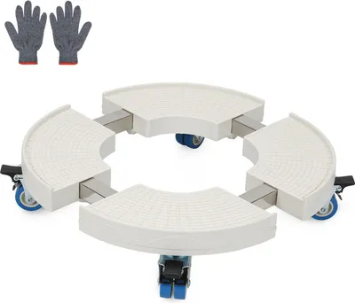 Obrázek produktu pro Jiubiaz vozík na rostliny kulatý Ø 38-52 cm nastavitelný vozík na květiny venkovní 360 ° kola do 300 kg pro domácí zahradu květináč bílý