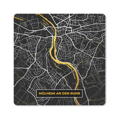 Produktbild von MuchoWow® Mauspad Mousepad Mülheim an der Ruhr - Gold - Stadtplan - Karte - Deutschland 20x20 cm - Mousepads - Maus Mat - Pad - Mausunterlage - Desk Mat - Bureauartikeln