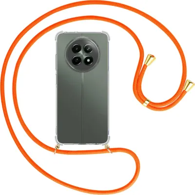 Produktbild von Handykette Backcover-Schutzhülle mit Band (Metall goldfarben) für Realme 12 5G / 12X 5G - neonorange