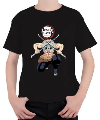 Obrázok produktu pre Demon Slayer Inosuke Kimetsu no Yaiba Maska diviaka Anime Darček Uni detské tričko, čierna, 104