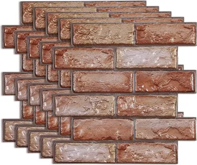 Obrázok produktu pre Happyment Luxe 3D Lepivé dlaždice – vzhľad tehál – 12 kusov – samolepiace stenové panely – 30 x 30 cm – vodoodpudivé – do obývacej izby a kúpeľne