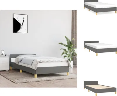 Produktbild von vidaXL Bettgestell mit Kopfteil Dunkelgrau 100x200 cm Stoff -  Betten & Bettgestelle