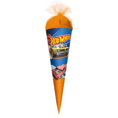 Produktbild von ROTH Geschenk-Schultüte klein Hot Wheels 22 cm rund Tüllverschluss Zuckertüte Schulanfang