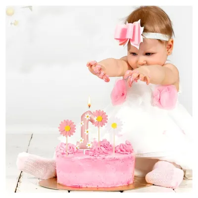 Produktbild von Gänseblümchen Geburtstagskerze für den 1. Geburtstag