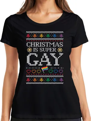 Produktbild von Christmas is super Gay LGBTQ - Weihnachten Weihnachtsgeschenk Christmas Damen T-Shirt, Schwarz, XL