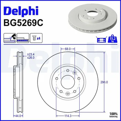 Produktbild von DELPHI Bremsscheibe BG5269C