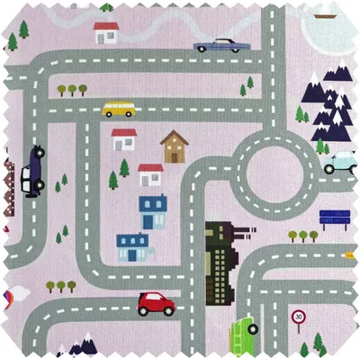 Produktbild von novely® HANAU AUTO - Dekostoff mit Auto- und Straßenmotiv - Robuster Möbelstoff - Pflegeleichte Meterware 1lfm - Farbe: 04 Rosa