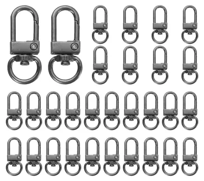 Productafbeelding van Draaibare karabijnhaakjes - 30 stuks - voor sleutelhangers - zwart