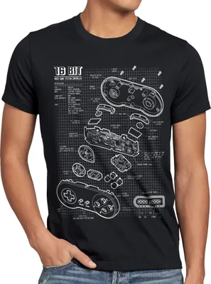 Produktbild von style3 SNES Controller Blaupause Herren T-Shirt 16-Bit Videospiel