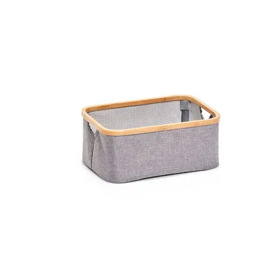 Produktbild von Zeller Present Aufbewahrungskorb Polyester/Bambus 38x26x16cm grau, Aufbewahrungskorb, Bambus, Grau, Rechteckig, Bambus, Polyester, Einfarbig, Universal