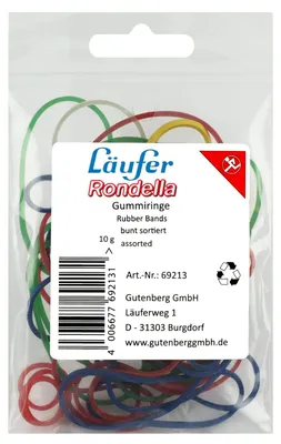 Produktbild von Gummiringe 10g Beutel bunt sortiert 69213 Rondella langlebig elastisch