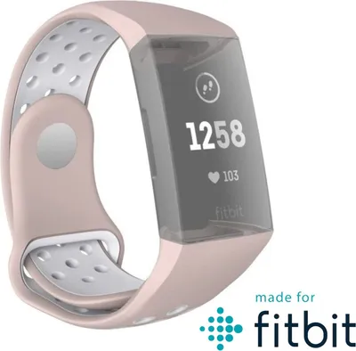 Produktbild von Silikon-Sportarmband für Fitbit Charge 3/4, rosé/grau, universal