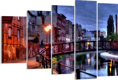 Produktbild von Bild auf Leinwand - Leinwandbild - Architektur Altstadt Stadt Fluss - 150x100cm - Wand Bild - Wanddeko - Leinwanddruck - Bilder - Kunstdruck - Leinwand bilder - Wandkunst - EG150x100-0500