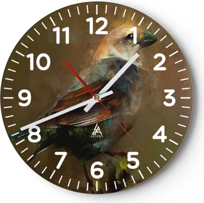 Produktbild von Wanduhr - Rund - Glasuhr - Vogel Natur - 30x30cm - Schleichendes Uhrwerk - Lautlos - zum Aufhängen bereit - Dekoration Modern - Wanddekoration aus Glas - C4AR30x30-3924