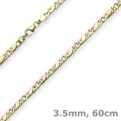 Produktbild von 3,5mm Rockwellkette Kette Collier Halskette 585 Gold Gelbgold glänzend 60cm