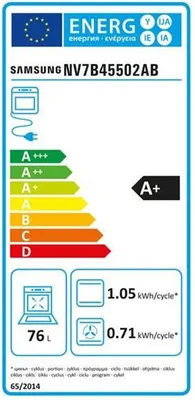 Produktbild von Samsung NV7B45502AB/U1, Groß, Elektrischer Ofen, 76 l, 76 l, 30 - 270 °C, 1600 W