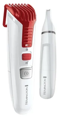 Productafbeelding van Remington baardtrimset MB4122, inclusief neus- en oorharen trimmer (roestvrijstalen messen, 11 lengte-instellingen, werkt op batterijen, inclusief 2 x AAA VARTA batterijen). Baardtrimmer