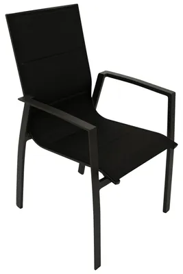 Produktbild von Gartensessel Stapelsessel Aluminium + Kunstgewebe schwarz, 6-er Set