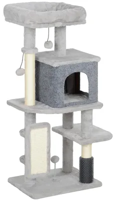 Produktbild von Katzenbaum mit Sisalstämmen und Plüschbett, 104 cm