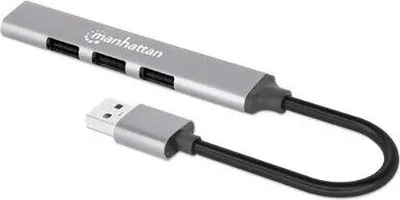 Zdjęcie produktu dla Manhattan 168427, USB 3.2 Gen 1 (3.1 Gen 1) Type-A, USB 2.0, 5000 Mbit/s, Szary, Aluminium, 0,18 m