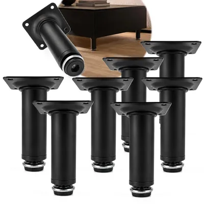 Produktbild von HOOZ® Möbelfüße Edelstahl Schwarz Matt 100 mm 8er Set [HÖHENVERSTELLBAR] Möbelbeine Ø 30 mm – Schrankfüße für Kommode TV-Board & Regal – 35 kg pro Fuß