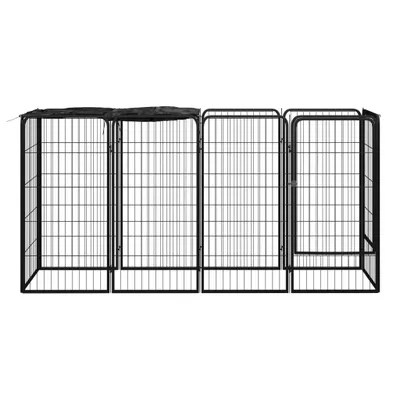 Produktbild von vidaXL 10-tlg. Hundelaufstall Schwarz 50x100cm Stahl Pulverbeschichtet