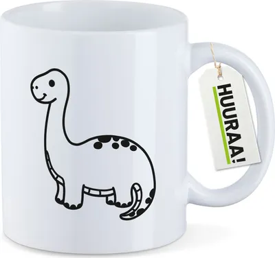 Produktbild von Huuraa Kaffeetasse Brontosaurus Dinosaurier 330ml Weiß Keramik Kaffeebecher Geschenkidee
