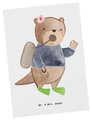 Produktbild von Mr. & Mrs. Panda Postkarte Tauchlehrerin Herz - Weiß - Geschenk, Ansichtskarte, Ansichtskarten, bildkarte, Grußkarte, Postkarten