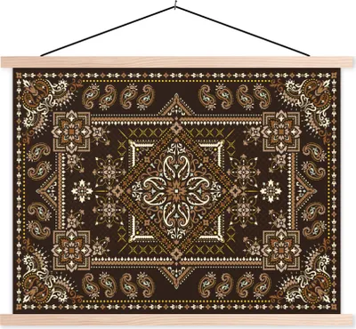 Produktbild von MuchoWow® Textilposter Perserteppich - Teppich - Muster - Braun 60x45 cm mit holzfarbenen Rahmen - Bild
