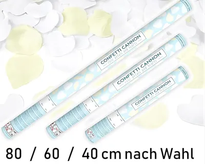 Produktbild von Konfettikanone | 40 / 60 / 80 cm 80 cm Herz weiß mit Rosenblättern creme