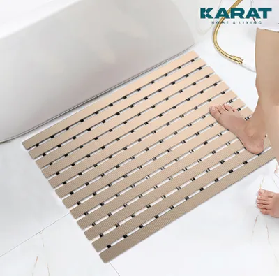 Produktbild von Antirutsch-Bädermatten für Nasszonen Fußmatte mit Drainagefunktion Beige 43 x 150 cm
