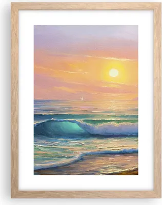 Produktbild von Gerahmtes Poster - Rahmen in heller Eiche - Meer Welle Ufer - 30x40 cm - Wand Bild - Wanddeko - Wandbilder - Kunstposter - Wandposter - Bilderrahmen - Bilder - Kunstdruck - Wandbild - P2NPA30x40-3915