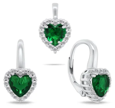 Produktbild von Silbernes Herz-Schmuckset mit Zirkonen SET273WG ( Ohrringe, Anhä nger)