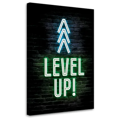 Produktbild von Leinwandbild Aufschrift Level Up Gaming 80x120 Feeby Bunt bild für die wand bereit zum aufhängen