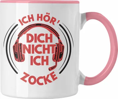 Produktbild von Trendation - Zocker Tasse Geschenk Ich Höre Dich Nicht Ich Zocke Gamer Geschenkidee Lustiger Spruch Gaming (Rosa)