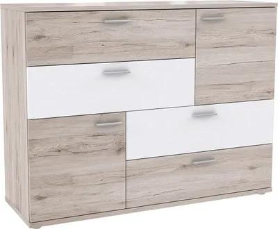 Zdjęcie produktu dla Sideboard >Saxe< in Sandeiche /Weiss - 125x95,9x41,3cm (BxHxT)