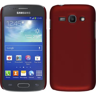 Produktbild von PhoneNatic Case kompatibel mit Samsung Galaxy Ace 3 - Hülle rot gummiert Hard-case + 2 Schutzfolien