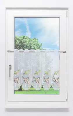 Produktbild von Scheibengardine Plauener Spitze - Vögelchen (Bx H) 97.80cm * 50cm Braun/lehmbraun