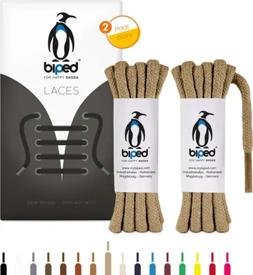 Produktbild von biped LACES 2 Paar dicke runde Schnürsenkel aus Baumwolle 5mm z2902(beige,100 cm)