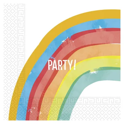 Produktbild von 20 Papierservietten Rainbow Party 33 x 33 cm Regenbogen-Geburtstag -