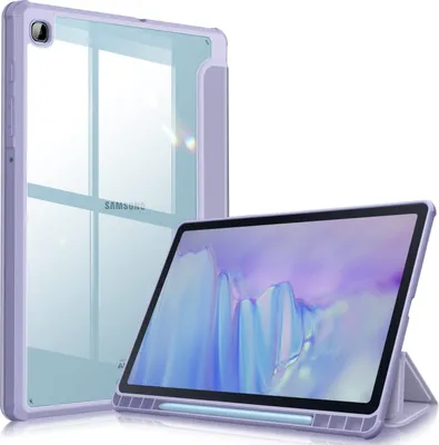 Produktbild von Fintie Hybrid Hülle für Samsung Galaxy Tab S6 Lite 10.4 2022/2020 SM-P610/P613/P615/P619 - Stoßfeste Abdeckung mit Transparent Hartschalen Schutzhülle und Stifthalterung, Pastellviolett
