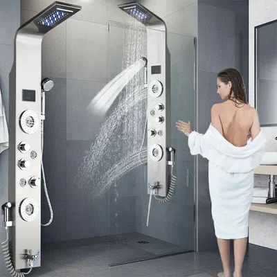 Obrázek produktu pro LED sprchový panel z nerezové oceli Vodopádová sprchová souprava Dešťová sprcha Masážní sprchová baterie
