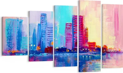 Produktbild von Bild auf Leinwand - Leinwandbild - Stadt Haus Straße - 100x60cm - Wand Bild - Wanddeko - Wandbilder - Leinwanddruck - Bilder - Kunstdruck - Wanddekoration - Leinwand bilder - Wandkunst - EG100x60-4023
