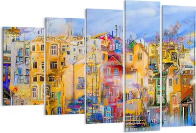Produktbild von Bild auf Leinwand - Leinwandbild - Altstadt Mietshaus - 150x100cm - Wand Bild - Wanddeko - Leinwanddruck - Bilder - Kunstdruck - Wanddekoration - Leinwand bilder - Wandkunst - EG150x100-3419