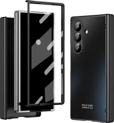 Produktbild von Hülle für Samsung Galaxy Z Fold 7 Elektroplatte Hart PC Schutzhülle mit Scharnierschutz und Displayschutz Schwarz