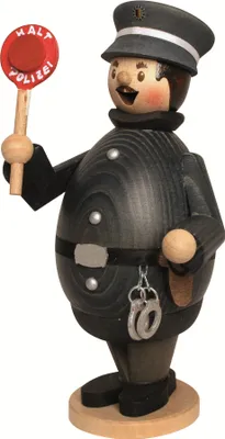Produktbild von Drechslerei Kuhnert - Räuchermännchen Max als Polizist - Größe ca. 16cm, für Räucherkerzen Größe M (Standard) - 33123